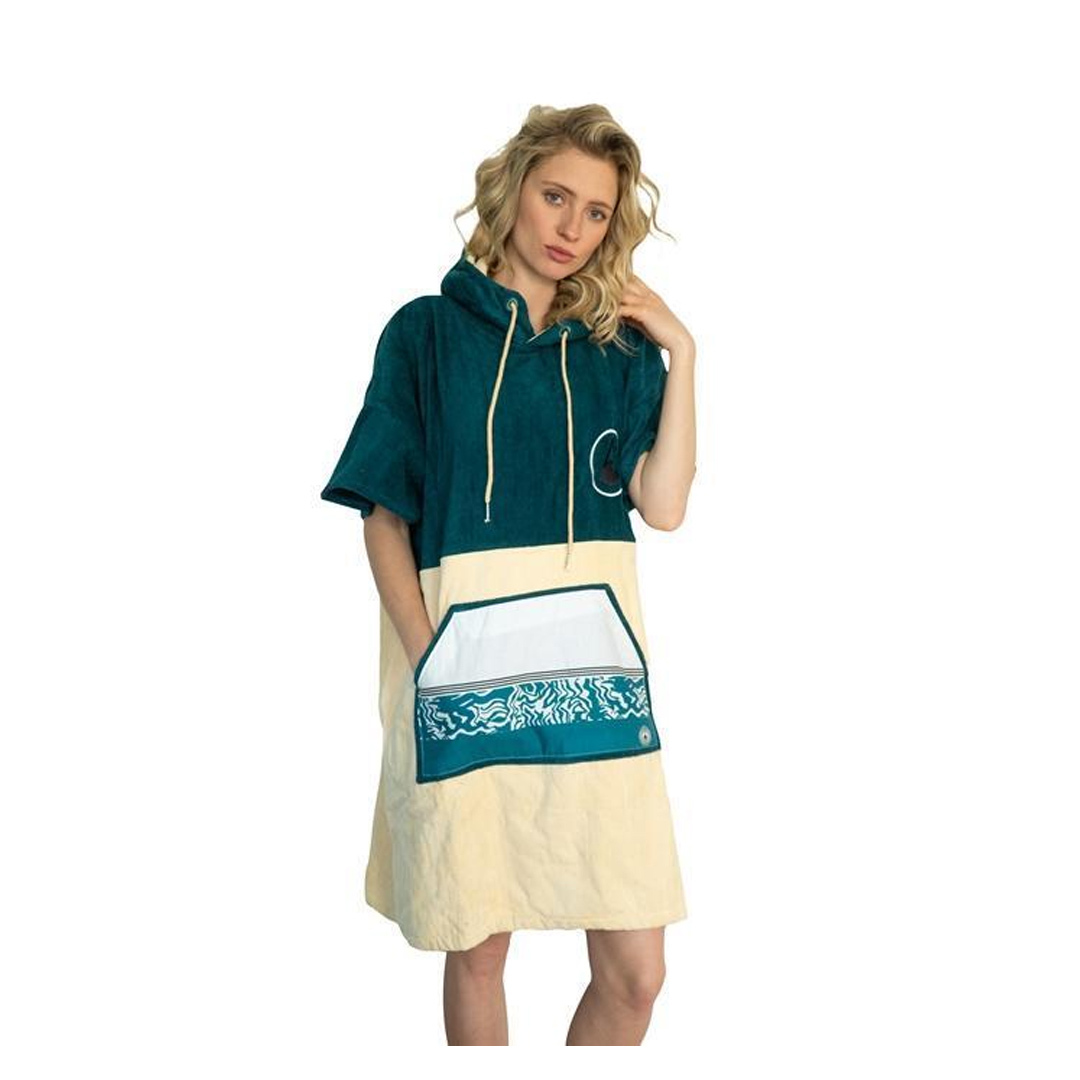 פונצ'ו מגבת Wave Hawaii Cotton Petrol Poncho דגם FS-PetrolPonchoM