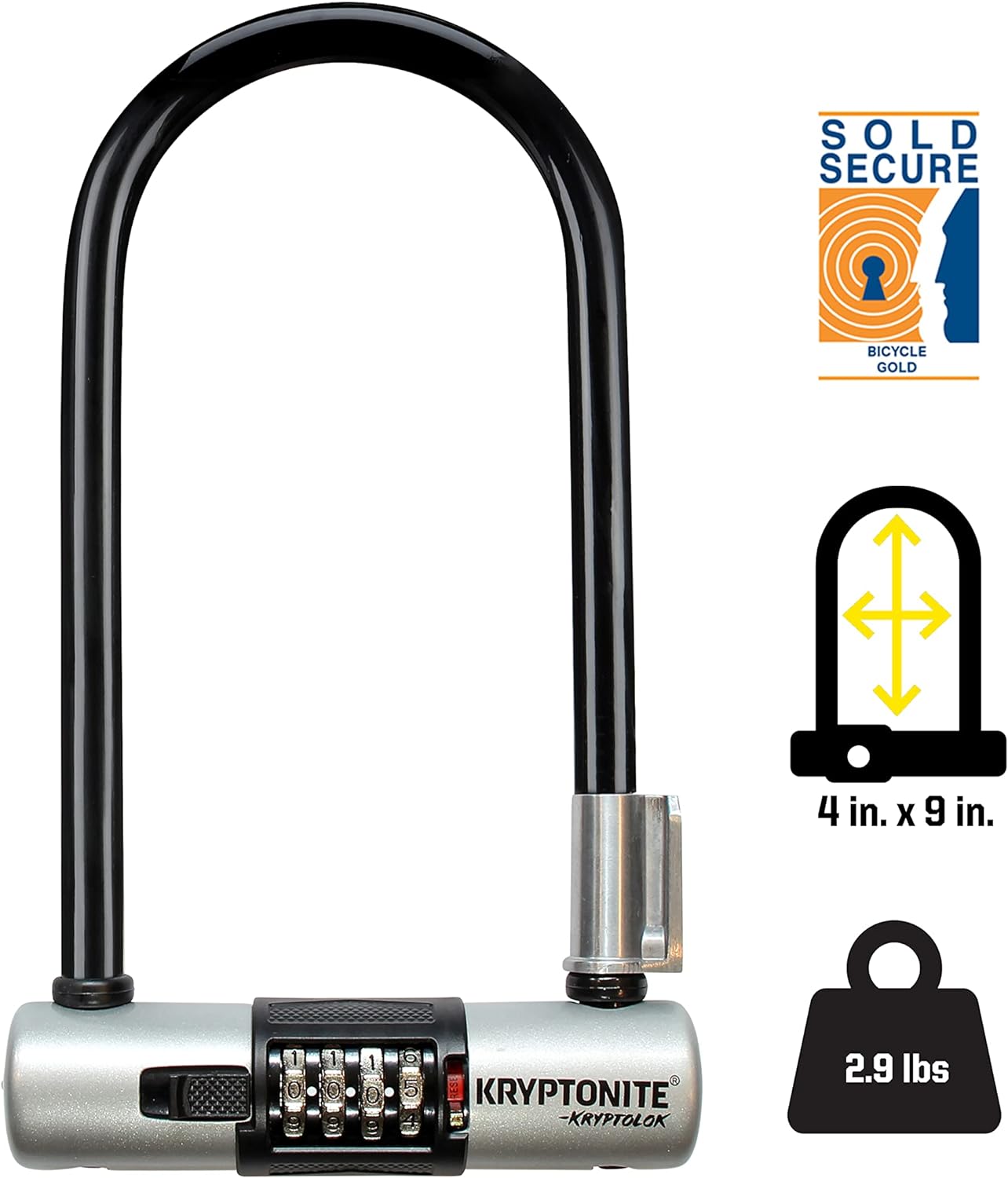Kryptonite KryptoLok Combo Bike U-Lock דגם GB-17194