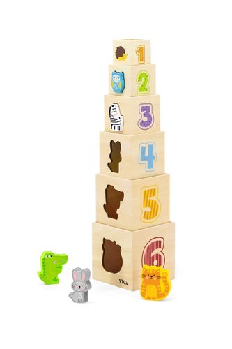מגדל קוביות התאם צורה מעץ (ויגה)